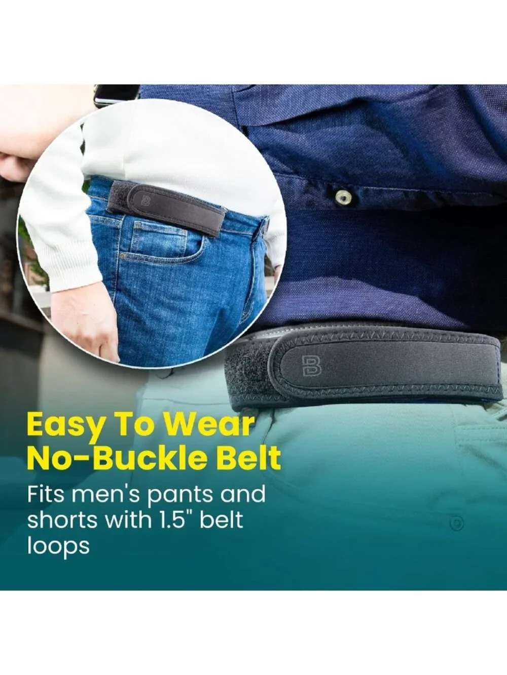 Adjustable No Buckle Invisible Belt for Men & Women - Soft Elastic Tactical